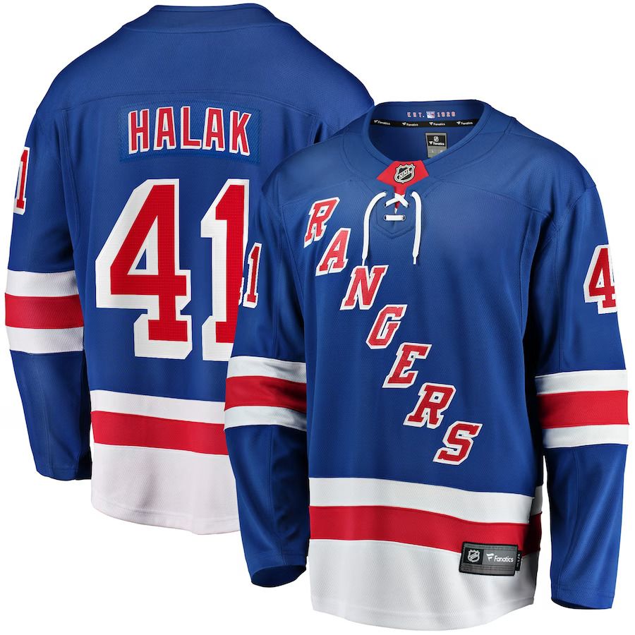 Men New York Rangers #41 Jaroslav Halak Fanatics Branded Blue Home Breakaway Player NHL Jersey